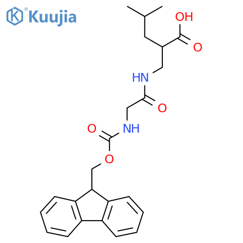2-{2-({(9H-fluoren-9-yl)methoxycarbonyl}amino)acetamidomethyl}-4-methylpentanoic acid structure