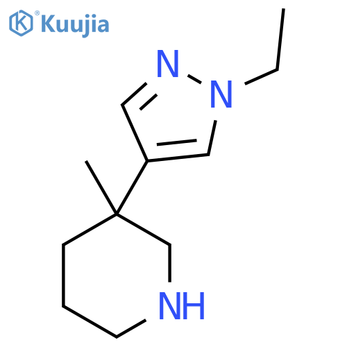 3-(1-ethyl-1H-pyrazol-4-yl)-3-methylpiperidine structure