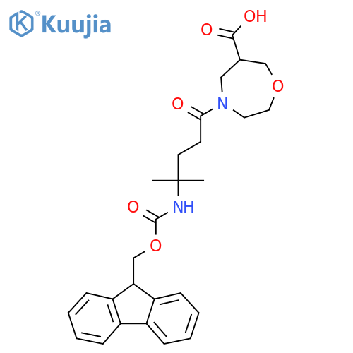 4-4-({(9H-fluoren-9-yl)methoxycarbonyl}amino)-4-methylpentanoyl-1,4-oxazepane-6-carboxylic acid structure