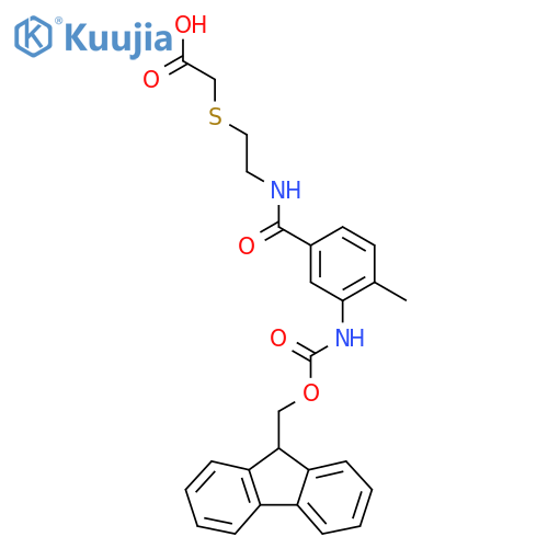 2-(2-{3-({(9H-fluoren-9-yl)methoxycarbonyl}amino)-4-methylphenylformamido}ethyl)sulfanylacetic acid structure