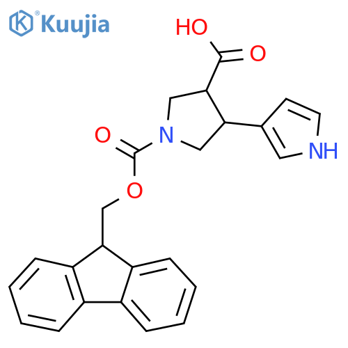 1-{(9H-fluoren-9-yl)methoxycarbonyl}-4-(1H-pyrrol-3-yl)pyrrolidine-3-carboxylic acid structure