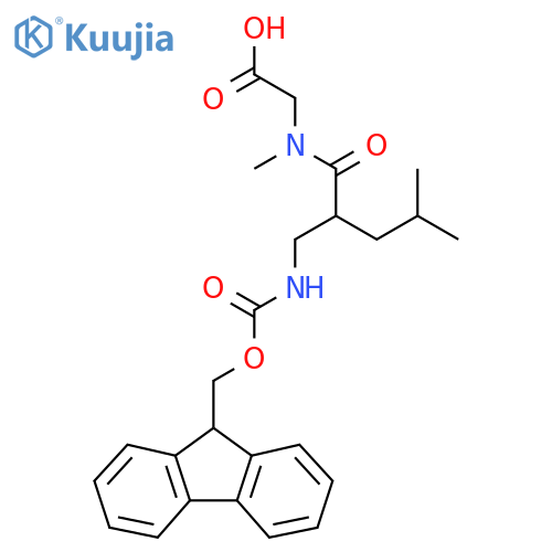 2-{2-({(9H-fluoren-9-yl)methoxycarbonyl}amino)methyl-N,4-dimethylpentanamido}acetic acid structure