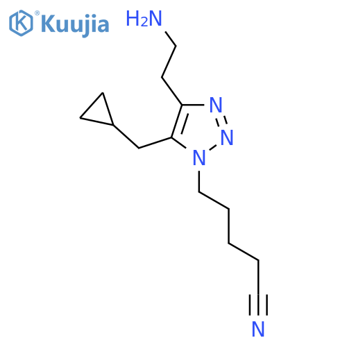 5-4-(2-aminoethyl)-5-(cyclopropylmethyl)-1H-1,2,3-triazol-1-ylpentanenitrile structure