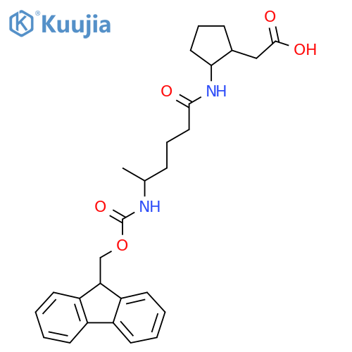 2-{2-5-({(9H-fluoren-9-yl)methoxycarbonyl}amino)hexanamidocyclopentyl}acetic acid structure
