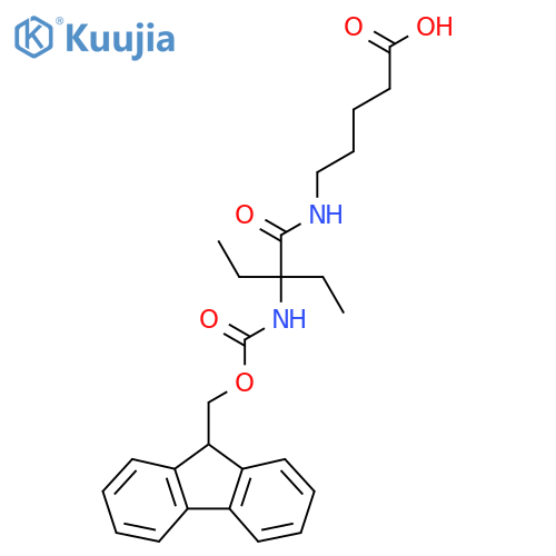 5-2-ethyl-2-({(9H-fluoren-9-yl)methoxycarbonyl}amino)butanamidopentanoic acid structure