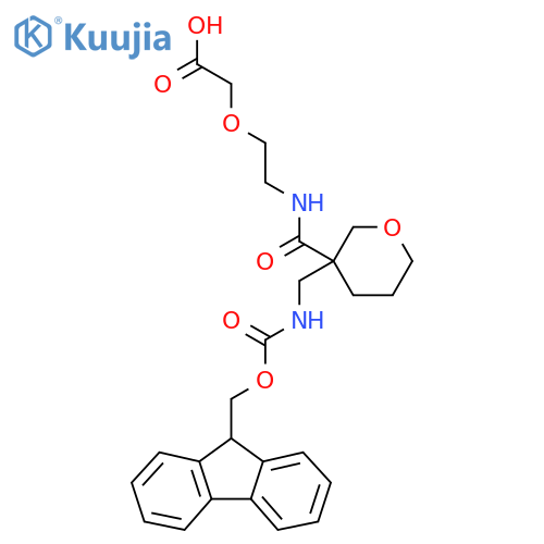 2-2-({3-({(9H-fluoren-9-yl)methoxycarbonyl}amino)methyloxan-3-yl}formamido)ethoxyacetic acid structure