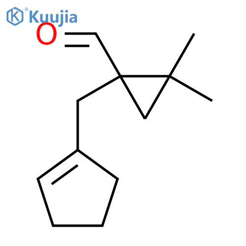 1-(cyclopent-1-en-1-yl)methyl-2,2-dimethylcyclopropane-1-carbaldehyde structure