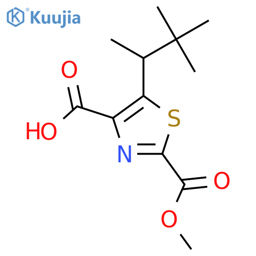 5-(3,3-dimethylbutan-2-yl)-2-(methoxycarbonyl)-1,3-thiazole-4-carboxylic acid structure