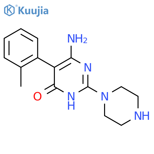 6-Amino-5-(2-methylphenyl)-2-(piperazin-1-yl)-3,4-dihydropyrimidin-4-one structure