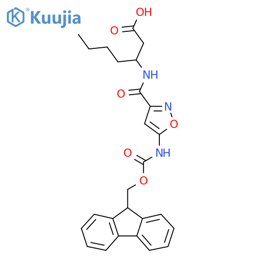 3-{5-({(9H-fluoren-9-yl)methoxycarbonyl}amino)-1,2-oxazol-3-ylformamido}heptanoic acid structure