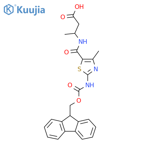3-{2-({(9H-fluoren-9-yl)methoxycarbonyl}amino)-4-methyl-1,3-thiazol-5-ylformamido}butanoic acid structure