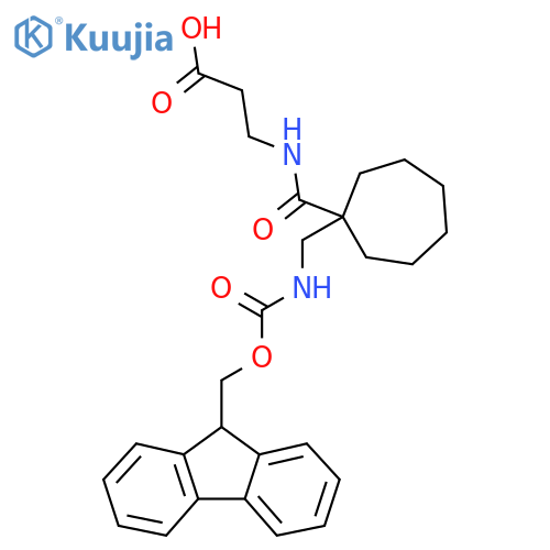 3-({1-({(9H-fluoren-9-yl)methoxycarbonyl}amino)methylcycloheptyl}formamido)propanoic acid structure
