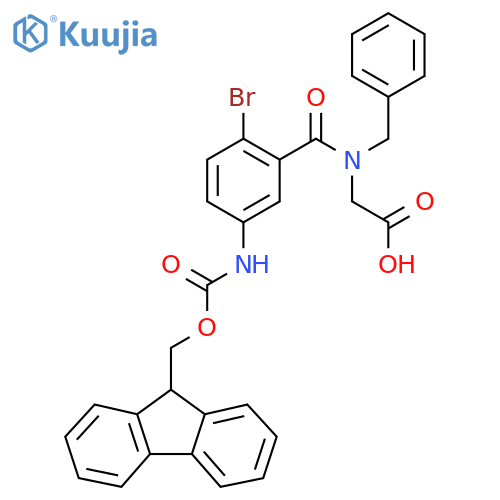 2-{N-benzyl-1-2-bromo-5-({(9H-fluoren-9-yl)methoxycarbonyl}amino)phenylformamido}acetic acid structure