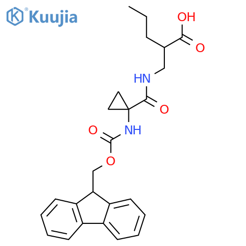 2-({1-({(9H-fluoren-9-yl)methoxycarbonyl}amino)cyclopropylformamido}methyl)pentanoic acid structure