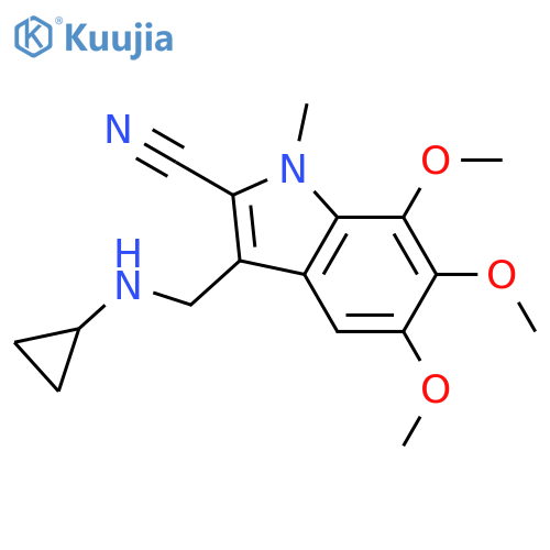 3-[(cyclopropylamino)methyl]-5,6,7-trimethoxy-1-methyl-1H-indole-2-carbonitrile structure