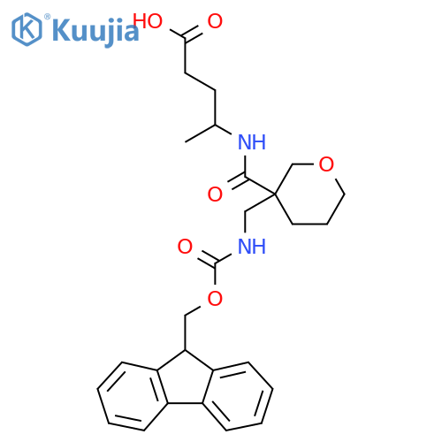 4-({3-({(9H-fluoren-9-yl)methoxycarbonyl}amino)methyloxan-3-yl}formamido)pentanoic acid structure
