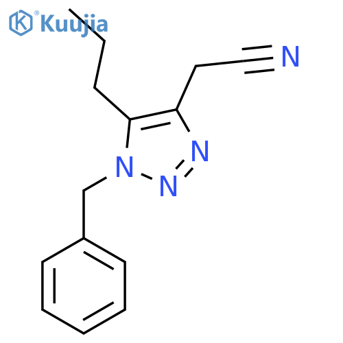 2-(1-benzyl-5-propyl-1H-1,2,3-triazol-4-yl)acetonitrile structure