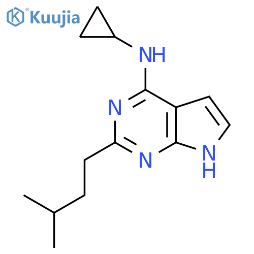N-cyclopropyl-2-(3-methylbutyl)-7H-pyrrolo2,3-dpyrimidin-4-amine structure