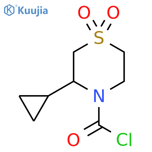 3-cyclopropyl-1,1-dioxo-1lambda6-thiomorpholine-4-carbonyl chloride structure