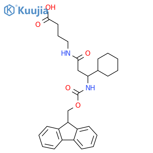 4-3-cyclohexyl-3-({(9H-fluoren-9-yl)methoxycarbonyl}amino)propanamidobutanoic acid structure