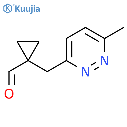 1-(6-methylpyridazin-3-yl)methylcyclopropane-1-carbaldehyde structure