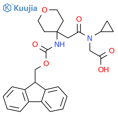 2-{N-cyclopropyl-2-4-({(9H-fluoren-9-yl)methoxycarbonyl}amino)oxan-4-ylacetamido}acetic acid structure