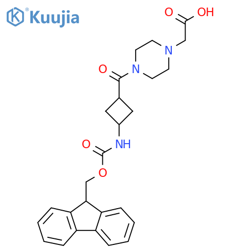 2-{4-3-({(9H-fluoren-9-yl)methoxycarbonyl}amino)cyclobutanecarbonylpiperazin-1-yl}acetic acid structure