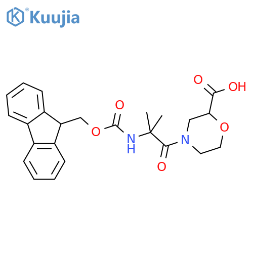 4-2-({(9H-fluoren-9-yl)methoxycarbonyl}amino)-2-methylpropanoylmorpholine-2-carboxylic acid structure