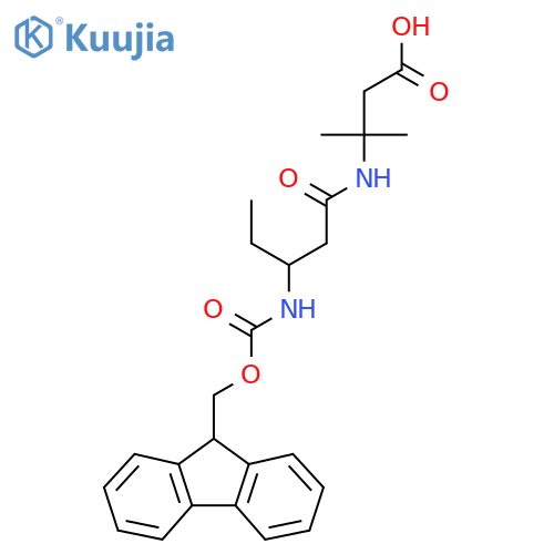 3-3-({(9H-fluoren-9-yl)methoxycarbonyl}amino)pentanamido-3-methylbutanoic acid structure