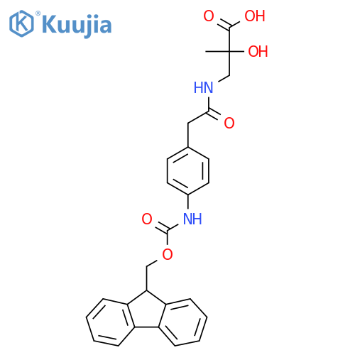 3-{2-4-({(9H-fluoren-9-yl)methoxycarbonyl}amino)phenylacetamido}-2-hydroxy-2-methylpropanoic acid structure