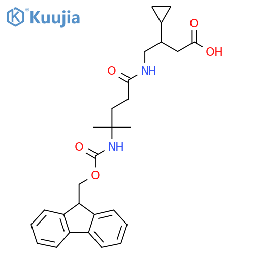 3-cyclopropyl-4-4-({(9H-fluoren-9-yl)methoxycarbonyl}amino)-4-methylpentanamidobutanoic acid structure