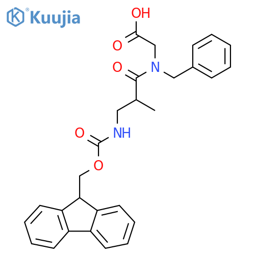 2-N-benzyl-3-({(9H-fluoren-9-yl)methoxycarbonyl}amino)-2-methylpropanamidoacetic acid structure