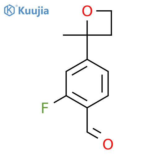 2-Fluoro-4-(2-methyloxetan-2-yl)benzaldehyde structure