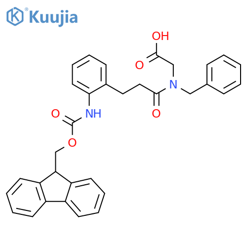 2-{N-benzyl-3-2-({(9H-fluoren-9-yl)methoxycarbonyl}amino)phenylpropanamido}acetic acid structure