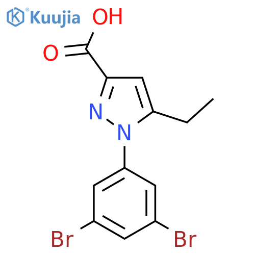 1-(3,5-dibromophenyl)-5-ethyl-1H-pyrazole-3-carboxylic acid structure