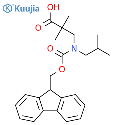 3-({(9H-fluoren-9-yl)methoxycarbonyl}(2-methylpropyl)amino)-2,2-dimethylpropanoic acid structure