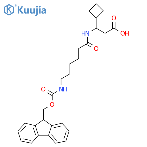 3-cyclobutyl-3-6-({(9H-fluoren-9-yl)methoxycarbonyl}amino)hexanamidopropanoic acid structure
