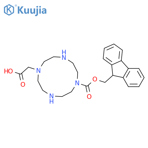 2-(7-{(9H-fluoren-9-yl)methoxycarbonyl}-1,4,7,10-tetraazacyclododecan-1-yl)acetic acid structure