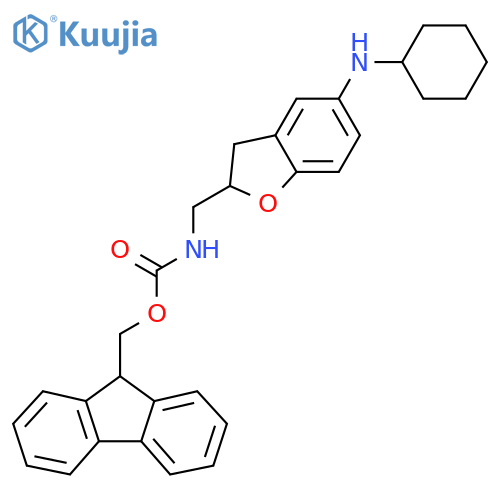 9H-fluoren-9-ylmethyl N-{5-(cyclohexylamino)-2,3-dihydro-1-benzofuran-2-ylmethyl}carbamate structure