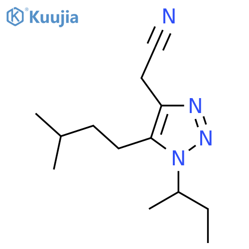 2-1-(butan-2-yl)-5-(3-methylbutyl)-1H-1,2,3-triazol-4-ylacetonitrile structure