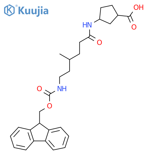 3-6-({(9H-fluoren-9-yl)methoxycarbonyl}amino)-4-methylhexanamidocyclopentane-1-carboxylic acid structure