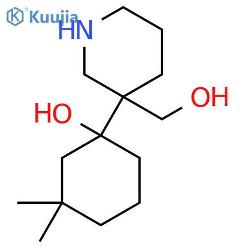 1-3-(hydroxymethyl)piperidin-3-yl-3,3-dimethylcyclohexan-1-ol structure