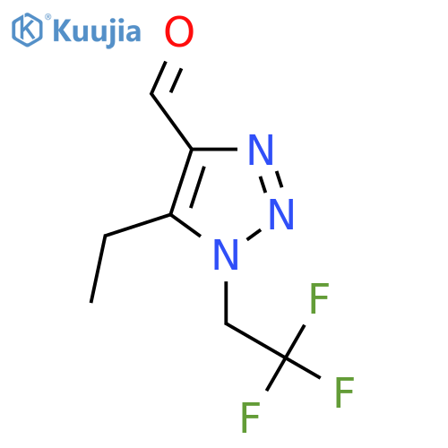 5-ethyl-1-(2,2,2-trifluoroethyl)-1H-1,2,3-triazole-4-carbaldehyde structure