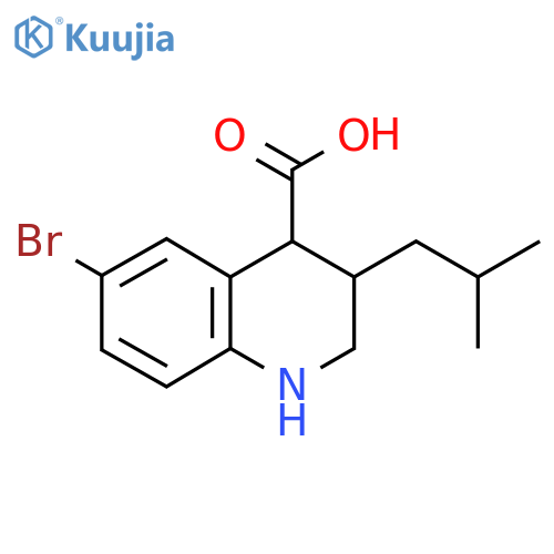 6-bromo-3-(2-methylpropyl)-1,2,3,4-tetrahydroquinoline-4-carboxylic acid structure