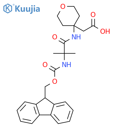 2-{4-2-({(9H-fluoren-9-yl)methoxycarbonyl}amino)-2-methylpropanamidooxan-4-yl}acetic acid structure