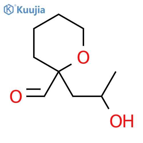2-(2-hydroxypropyl)oxane-2-carbaldehyde structure