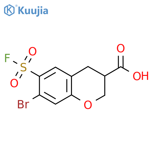 7-bromo-6-(fluorosulfonyl)-3,4-dihydro-2H-1-benzopyran-3-carboxylic acid structure