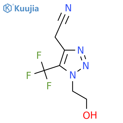 2-1-(2-hydroxyethyl)-5-(trifluoromethyl)-1H-1,2,3-triazol-4-ylacetonitrile structure