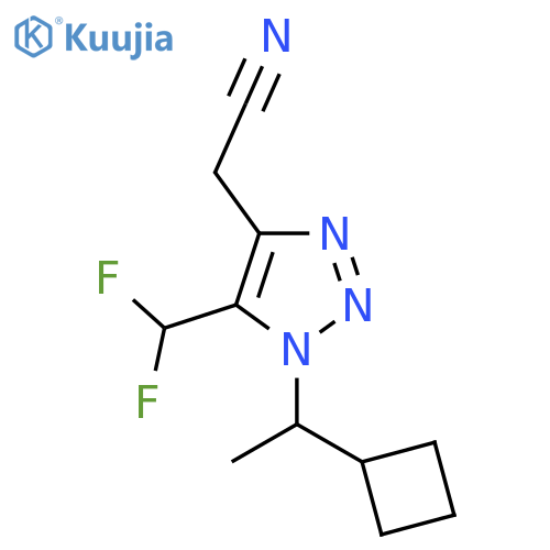 2-1-(1-cyclobutylethyl)-5-(difluoromethyl)-1H-1,2,3-triazol-4-ylacetonitrile structure