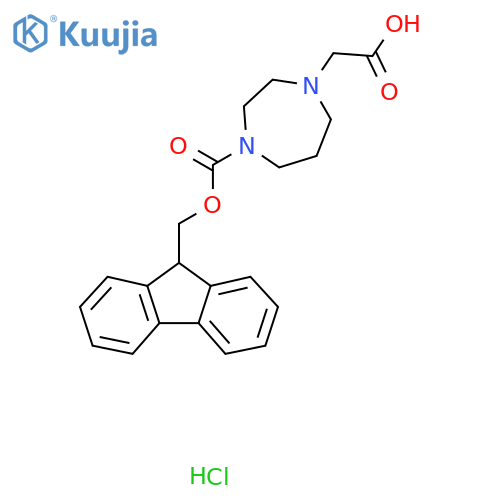 2-(4-{(9H-fluoren-9-yl)methoxycarbonyl}-1,4-diazepan-1-yl)acetic acid hydrochloride structure
